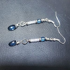 Handmade - London Blue Topaz/CZ earrings